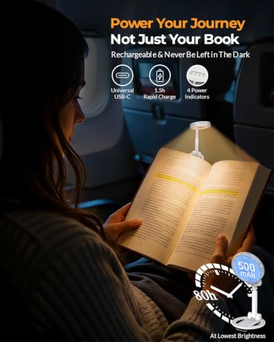 18 LED Rechargeable Clip On Book Light for Reading in Bed