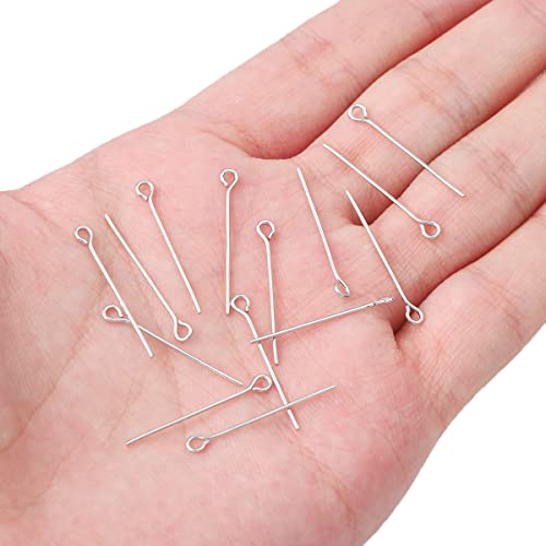 BEADIA Platinum Plated Open Eye Pins Non Tarnish 25mm 200pcs for Jewelry Making Findings - color: Open Eye Pins Platinum, size: 25x0.7mm