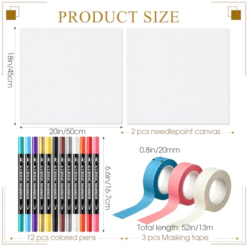 Yinder 17pcs 18 Mesh Needlepoint Canvas Kit Needlepoint Painted Canvas - color: Yellow
