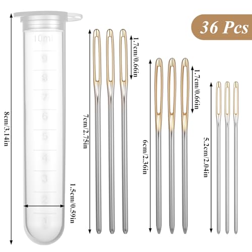 BOHUIZ 36 Pcs Yarn Needle, Tapestry Needle Large Eye Blunt Needles for Sewing Knitting Crochet Stringing Weaving Embroidery
