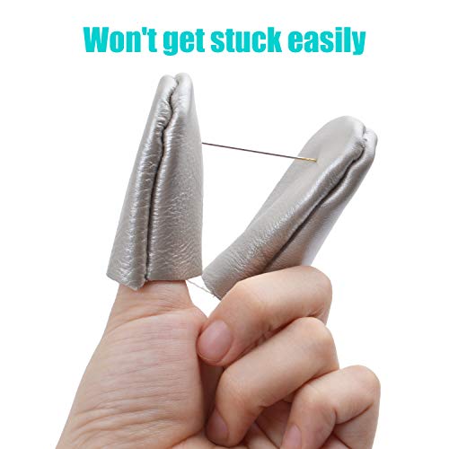 10pcs(5 Pairs) Cowhide Felting Finger Protector Thimble Leather Gloves Finger Guard Finger Cots,Random Color