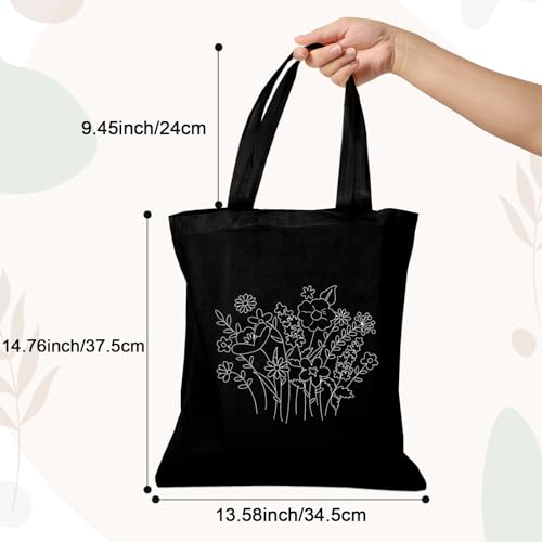 Nuberlic Embroidery Tote Bag Kit for Beginners with Floral Pattern - color: Floral