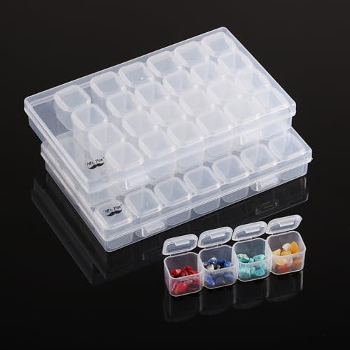 Mr. Pen- Bead Storage Containers, 28 Grids, 2 Pack, Clear White - color: Clear White, size: 2 Pack-56 Pcs(6.8"x4.4"x1")