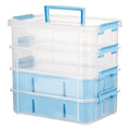 CraftGenes Art Supply Storage Organizer, 4-Tier 10 Qt Box, 2 Trays, Blue - color: Blue