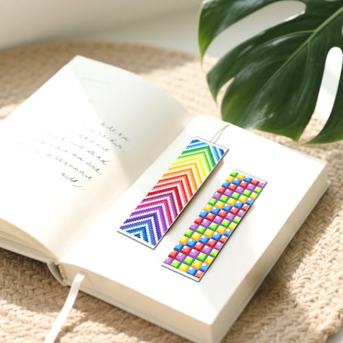 FREEBLOSS 6 Set Cross Stitch Bookmark Kits 11CT 8"x2.4" Colorful Gradient - style: Colorful Style