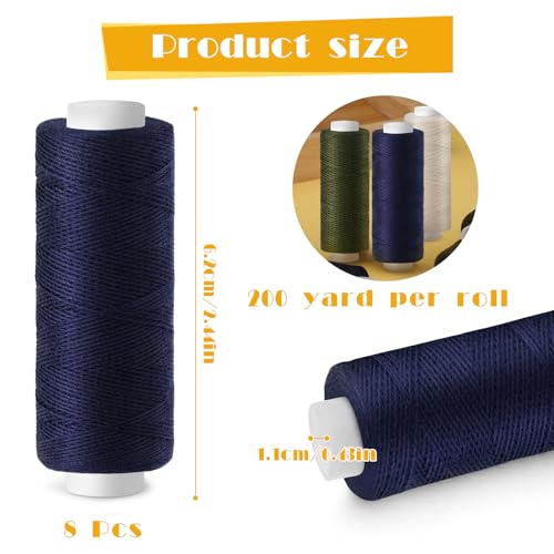 ZMAAGG Sewing Thread, Navy Blue Thread for Sewing, 8 Rolls 200 Yards - color: 8 PCS Navy Blue