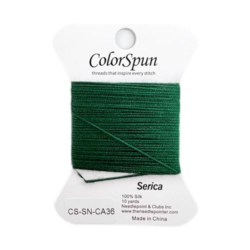 3-Strand Silk Needlepoint Thread, 10 Yard Smooth & Lustrous Silk Thread for Needlepoint, Hand Embroidery, Sewing & DIY Needlework to Family and Friends(Green) - color: Green
