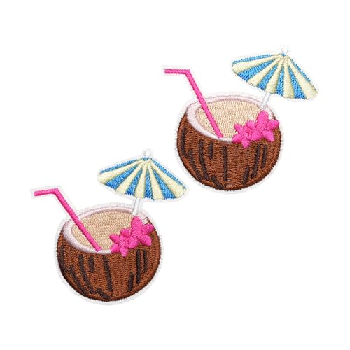 2PCS Embroidery Patches with Coconut Pattern,Iron-on/Sew-on,2.32*2.13inches - style: 2pcs Coconut Patches