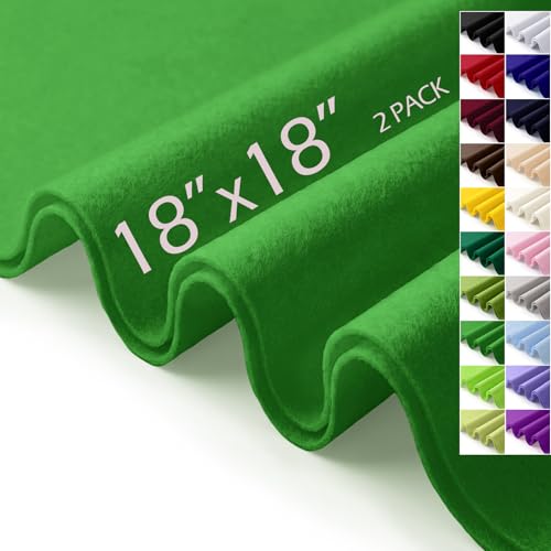 Emerald Green Felt Fabric Sheets 18" x 18" (2 Pack) 1.6mm Soft Craft Felt - color: Emerald Green