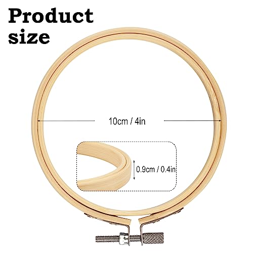 20 PCS 4 Inch Bamboo Embroidery Hoops, 4 Inch Adjustable Bamboo Cross Stitch Rings in Bulk for Needlework, Sewing and Crafts, with Easy Loosen Tighten Mechanism, Ideal for Gifting and Decorating - size: 4 Inch