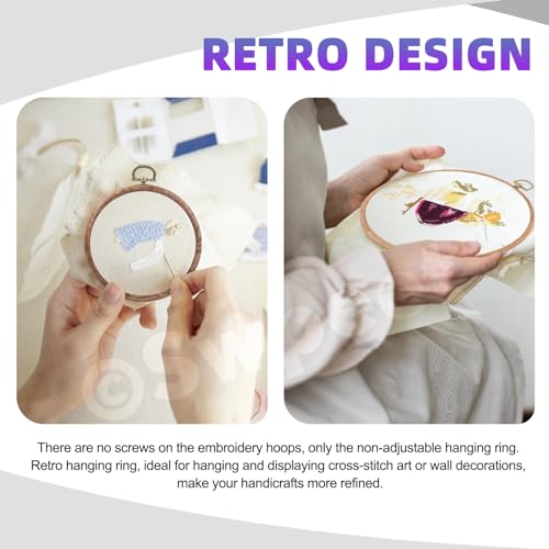 Swpeet 3Pcs 4/ 6.1/ 7.7 Inches Circle Embroidery Hoops Kit, Imitated Wood Plastic Display Frame, Circle Cross Stitch Hoop Rings for Art Craft Sewing and Hanging Ornaments Home Decor - style: Styles NO.1