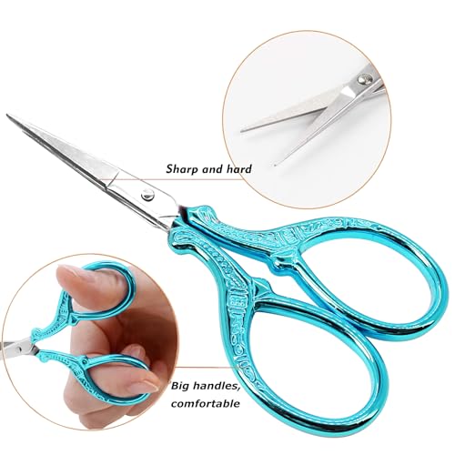 Embroidery Scissors 3.6 inch Crafting Scissors with Leather Cover - color: Light Blue