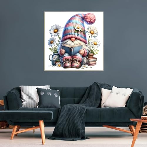 Gnome Cross Stitch Kits for Beginners Adults, Patterns Dimensions Needlepoint Art Crafts,Counted Cross Stitch Kits Embroidery Kits for Beginners Adults for Home Decor 13.8x13.8 inch - color: Cross Stitch-1014-5
