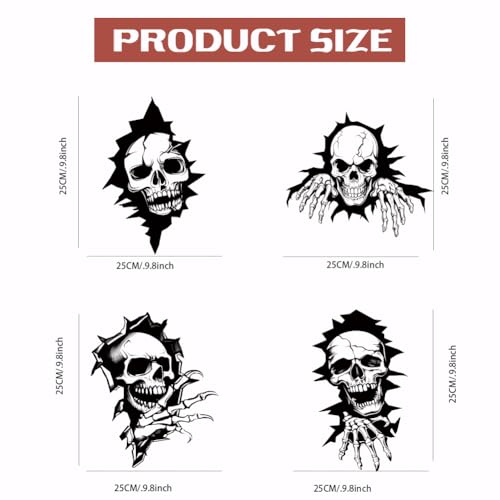 SUPERDANT 4Pcs Skull Heat Transfer Iron On Transfer for DIY - style: Skull on the wall