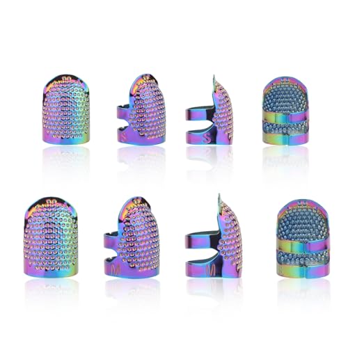 Yizzvb 8 Pcs Sewing Thimbles, 2 Sizes Metal Thimble Sewing Finger Protector - color: Metal Dazzle, size: 8 Pcs