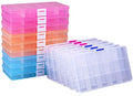 Lawei 15 Pack Plastic Jewelry Box - 15 Grid Organizer Storage Box with Adjustable Dividers Plastic Compartment Container for Bead Jewelry Craft Tackles