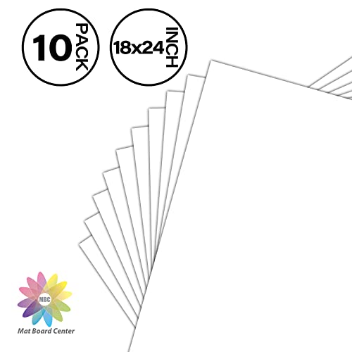 Mat Board Center 18x24 Backing Boards, 10 Pack White Backboards for Frames - size: 18x24