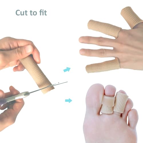 Sohler 6 Packs Closed Toe Caps Finger Covers Sleeve Protectors, Elastic Fabric Lined with Soft Gel (Medium 9/16" x 2-1/2") - size: Medium 9/16"x 2-1/2"