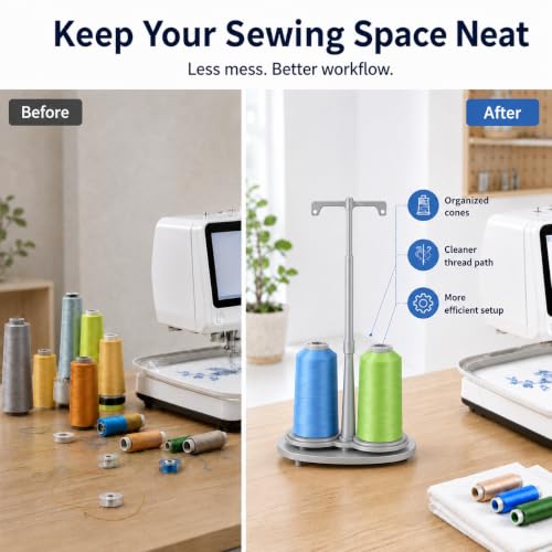 Simthread Gray ABS Dual Spool Thread Holder for Compatible Sewing Machines - color: Gray