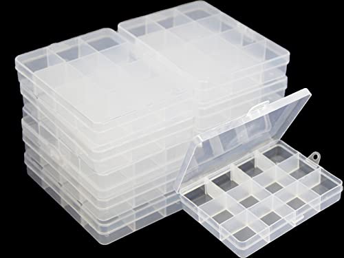 10Pack 12Grid Clear Storage Fixed Divider Boxes for Jewelry - size: 10pcs 12 Grids Box
