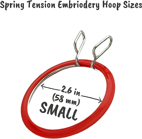 Nurge Premium Quality, Metal Spring Tension Embroidery Hoops, Cross Stich Hoop, Darning Hoops, Embroidery Tension Shed (Red, Siz Mix) - color: Red, size: Mix Sizes