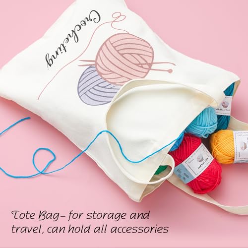 INSCRAFT Crochet Kit for Beginners Adults, 18 Large Acrylic Yarn Skeins 1800 Yards Yarn, 105 PCS Crochet Kit with Hooks Yarn Set,Includes Canvas Tote Bag, Ideal Starter Pack for Professionals - size: 105 Piece Crochet Kit