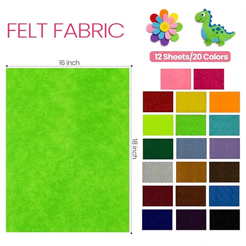Moukeren 240 Pcs 16 x 18 Inch Felt Sheets, Rainbow - color: Rainbow, size: 16 x 18 Inch