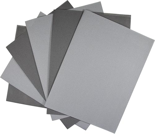 KCS 6 pc of 12" x 18"(30cmx45cm) 14CT Counted Cotton Aida Cloth Cross Stitch Fabric (Medium Grey+Dark Grey) - color: Medium Grey+dark Grey