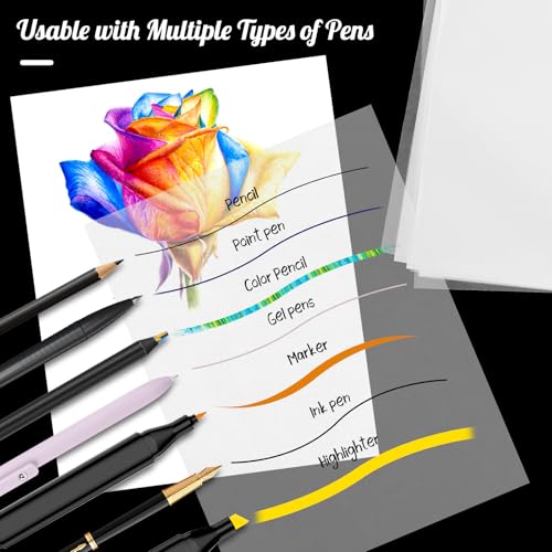 Tracing Paper 8.5x11 in,150 Sheets Transfer Paper Transparent Vellum Paper - color: Black, size: 8.5" x 11" (150 Sheet)