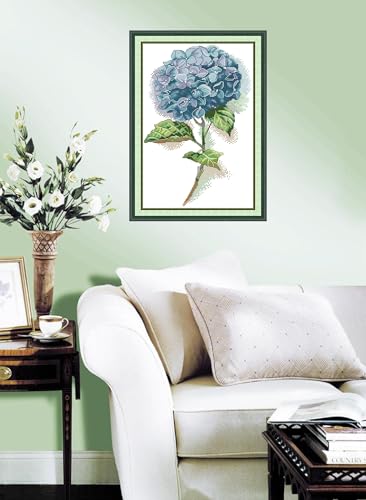 Stamped Cross Stitch Kits - 11 CT Printed Cross Stitch Kits for Adults Beginners,Embroidery Kits Printed Stitching Patterns Needlepoint Art Crafts for Home Deco - Blue Flowers 11.3×17.5 inch - color: 11CT:11.3×17.5 inch