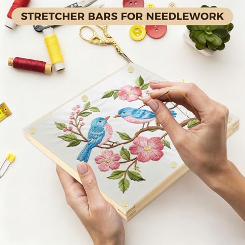 24 Pcs Stretcher Bars for Needlework, 6 Sizes(6/8/10/12/14/16Inch) Wooden Canvas Stretcher Bars with 100 Tacks, Remover, Wooden Stretcher Bars for Canvas