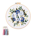 artcici Embroidery Kits Plant Flower Leaf English Letter Patterns for Beginners Adults, Full Range Embroidery Starter Kits Cross Stitch Needlework Supplies (Letter W) - color: Letter W