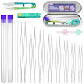 UOOU 32 Pcs Beading Needles Set, 8 Sizes Big Eye Bead Needles - color: Silver-32 Pcs