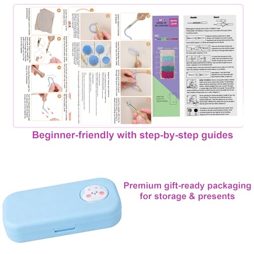 Adjustable Punch Needle Kit for Adults Beginners,2.2mm/2.5mm/3.5mm/5mm Punch Needle,Complete Set for Needle Punching,Punch Needle Tool with Elegant Gift Box,Ideal for Keeping and Presents(Blue)