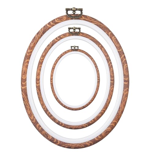 Embroidery&Cross Stitch Frames for Display,6PC Oval Embroidery Hoops,Three Sizes of Oval Framess for Embroidery Perfect for Sewing, Home Decor and Embroidery