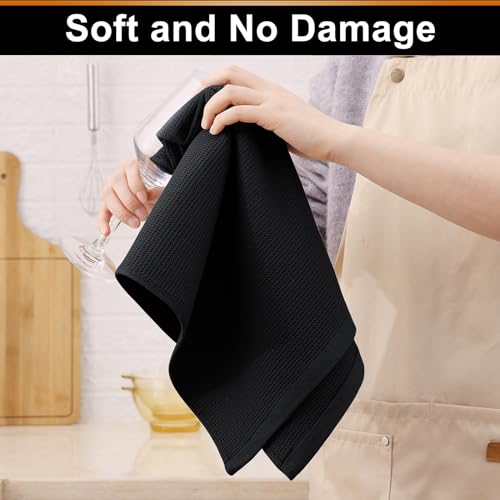 Homaxy 100% Cotton Waffle Weave Kitchen Towels, 8 Pack, Black - color: Black, size: 16 x 26 - 8 Pack