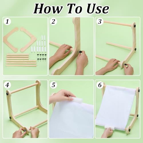 WEBEEDY Adjustable Embroidery Table Stand Cross Stitch Holder with Tools, Wooden Embroidery Frame for Table Top Cross Stitch Tapestry Needlepoint Supplies, 2 Sizes Rod ( 11.8" and 15.7")