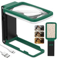 15X Magnifying Glass with Light and Stand, Real Glass Lens, Rechargeable Foldable Handheld Magnifier, 3 Color Modes Dimmable Lighted Page Magnifier for Reading Fine Prints, Seniors, Green-Black - color: Green Black