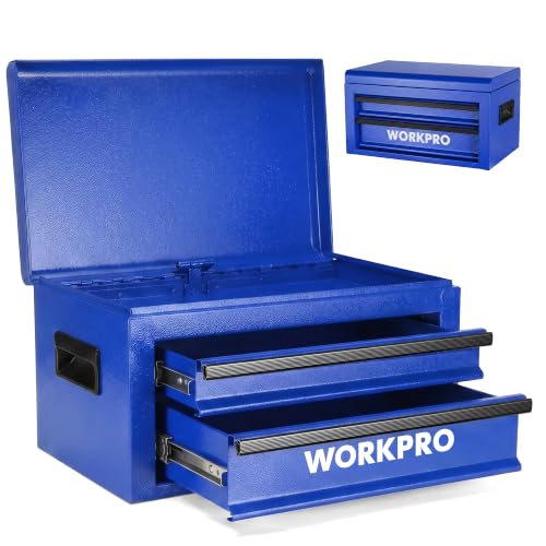 WORKPRO 15＂ Heavy Duty Metal Toolbox with 2 drawer-Blue - color: Blue, size: 15 Inch