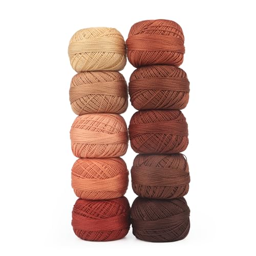 Size 8 Double Mercerized Egyptian Long Staple Cotton Pearl Thread 10 Grams (87 Yards)/Ball Crochet Thread 10 Colors per Box for Crochet Hardanger Cross Stitch Hand Embroidery (Set B) - color: Set B