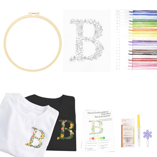 Topapfo Alphabet Letter B Stick and Stitch Embroidery Stabilizers, Embroidery Patterns Kit for Cothing T-Shirt Jeans Tote Bags Crafts - color: B