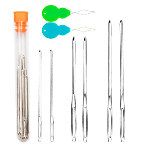 Hekisn Large-Eye Blunt Needles, 6 Piece Pro Quality Stainless Steel Yarn Knitting Needles, Sewing Needles, Crafting Knitting Weaving Stringing Needles (6 Pieces) - color: 6 Pieces