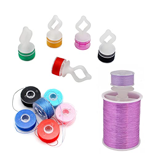 Fbshicung 60pcs Semi Clear Silicone Thread Spool Savers, Includes 20 Thread Spool Huggers, 20 Bobbin Clips, 20 Bobbin Holders – Control Thread Ends and Keep Spools Tightly Wound for Sewing Storage
