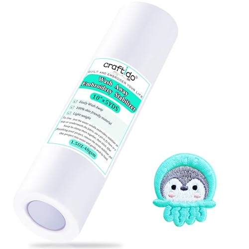 Craftido Wash Away Embroidery Stabilizer Backing -10" x 5 Yd/Roll - size: 10"x5yd roll