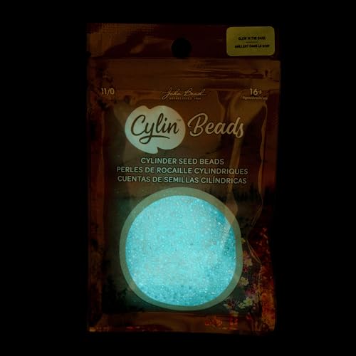 John Bead 25g Cylin Beads White to Turquoise Glow in Dark AB 11/0 Glass Cylindrical Seed Beads for Jewelry Bracelets Necklaces Earrings Making Embroidery - color: White to Turquoise Glow in Dark AB