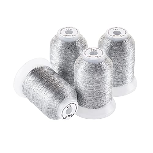 New brothread 4 Silver Metallic Embroidery Machine Thread Kit - color: 4xSilver