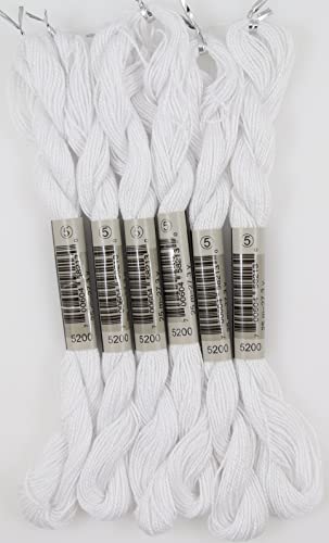 KCS 25 M/Skein Mercerized Pearl Cotton Crochet Needlepoint Thread,Size 5,6 skeins,Snow White - color: Snow White