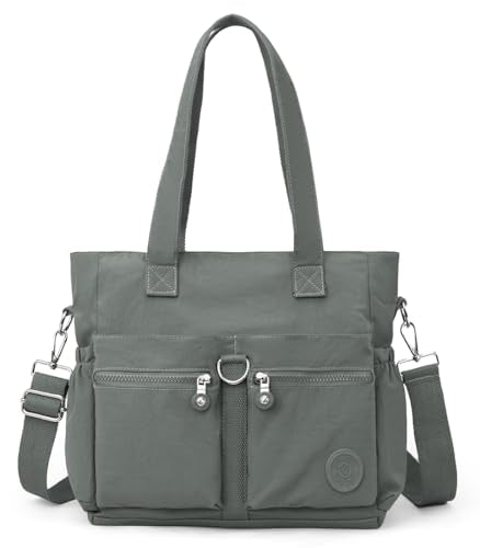 Tote Bag for Women Nylon Purse and Handbags Tote Purse Crossbody Bag Messenger Bag - color: Grey