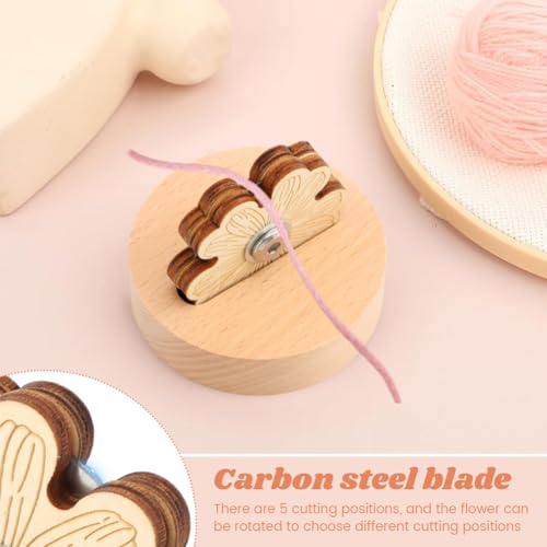 Daisy Thread Cutter, Thread Cutter Blade Tool for Sewing with Flower Shape Solid Wooden Sewing Tools, Yarn Cutters Thre-ads Cutting To-ols Quilting Supplies for Sewin-g Seam