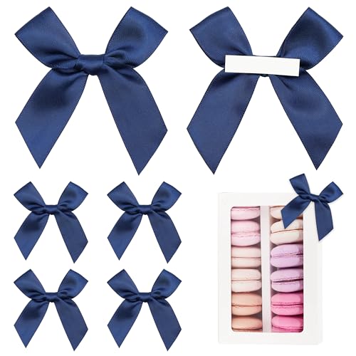 Self Adhesive Navy Blue Satin Ribbon Bows for Crafts 3", 50 Pack - color: Navy Blue